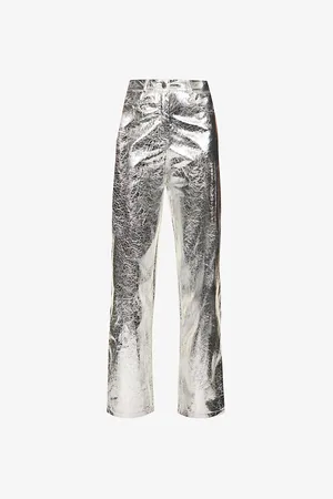 Amy Lynn Lupe Metallic High-rise Straight-leg Faux-leather Trousers