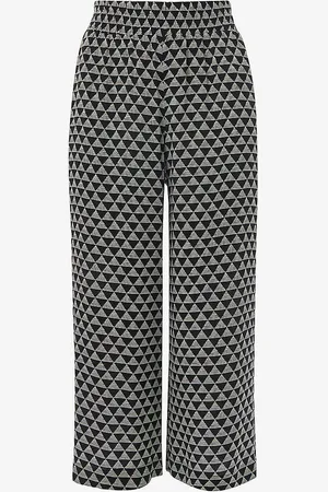 Whistles Checkerboard-pattern Wide-leg High-rise Woven Trousers