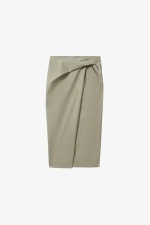 Reiss Nadia Wrap-front High-rise Stretch Cotton-blend Midi Skirt