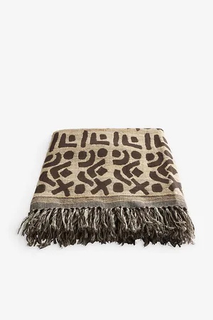 SOHO Veda Abstract-pattern Silk and Wool Blend Throw 140cm X 200cm