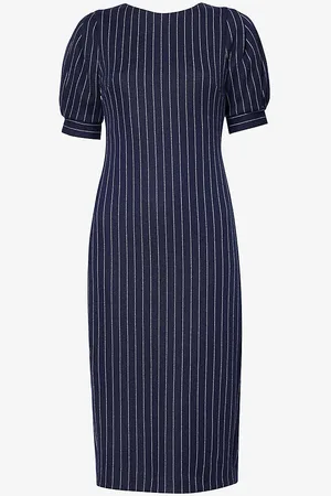 Max Mara Tunica Pinstriped Cotton-blend Midi Dress