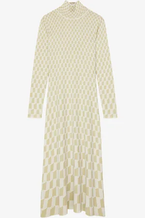 Joseph Geometric-pattern High-neck Wool Maxi Dress