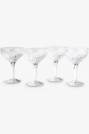 SOHO Barwell Diamond-cut Crystal Champagne Coupe Glasses Set of Four