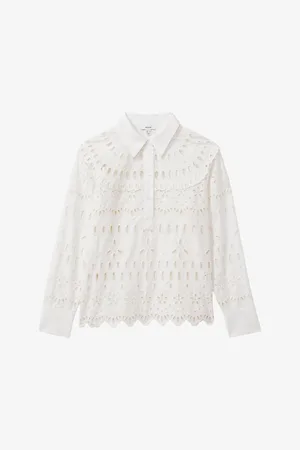 Reiss Enid Cut-out Embroidered Cotton Shirt