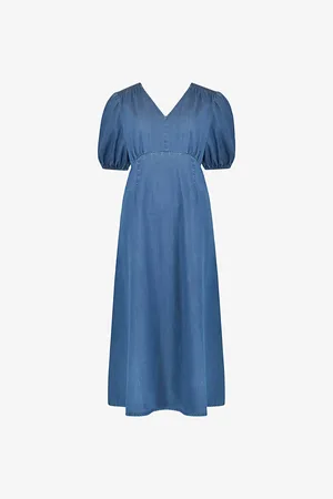 Ro&Zo Shirred-shoulder Relaxed-fit Cotton Midi Dress