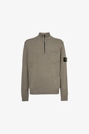 Stone Island Logo-badge Half-zip Cotton and Linen-blend Knitted Jumper