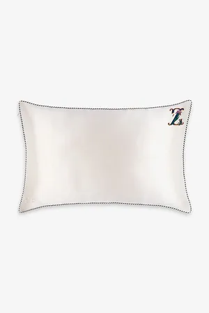 Slip Queen Letter-embroidered Silk Pillowcase 51cm X 76cm