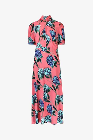 Ro&Zo Twist -neck Floral-print Woven Maxi Dress