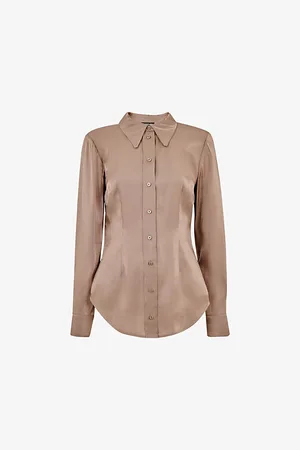 Whistles Tara Pointed-collar Metallic-satin Shirt