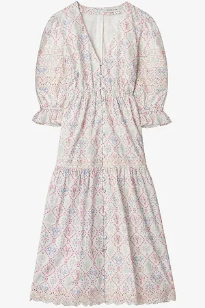 By Malina Amara Shell-print Cotton Midi Dress