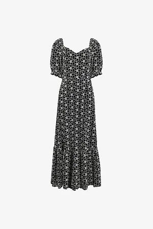 Ro&Zo Mono Flower-embroidered Cotton Midi Dress