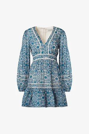 By Malina Ariella V-neck Floral-print Woven Mini Dress
