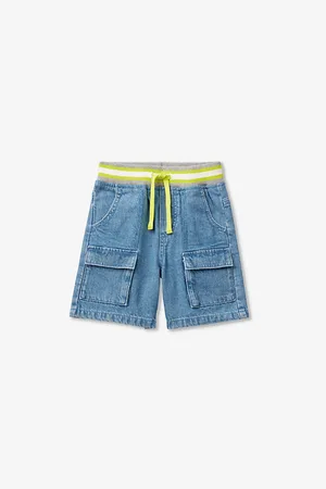 Benetton Patch-pocket Contrast-waistband Denim Shorts 18 Months - 6 Years