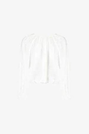 Ro&Zo Blouson-sleeve Bubble-hem Crinkle Woven Top