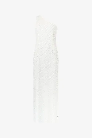 Ro&Zo Asymmetric Beaded Woven Maxi Dress