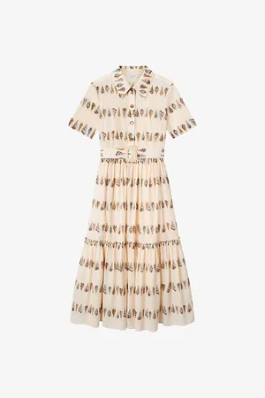 LK Bennett Bella Shell-print Cotton Midi Dress