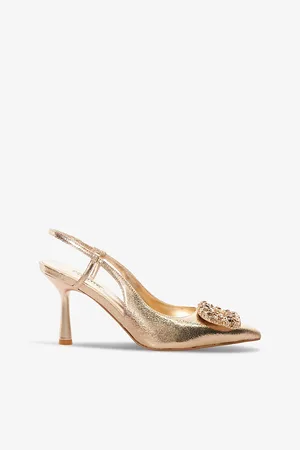 Dune Calenna Brooch-embellished Heeled Faux-leather Slingbacks
