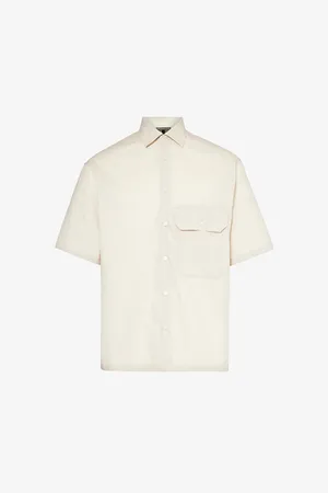 Emporio Armani Brand-embroidered Flap-pocket Regular-fit Cotton Shirt