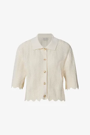 By Malina Marina Scalloped-hem Cropped Knitted Cardigan