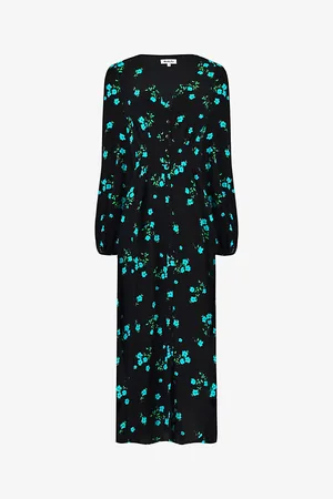Ro&Zo V-neck Floral-print Woven Midi Dress