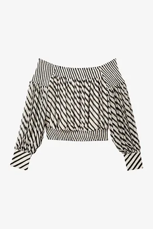 Reiss Lea Bardot Striped Woven Top