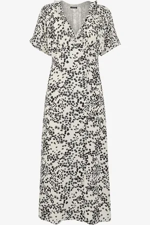 Whistles Dandelion Floral-print Short-sleeve Woven Midi Dress