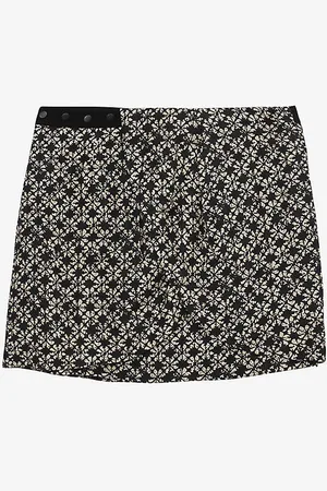 IKKS Floral-print Draped Woven Mini Skirt
