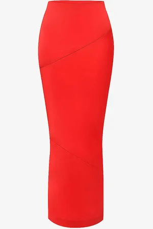 House Of Cb Colette Fitted Satin Midi Skirt