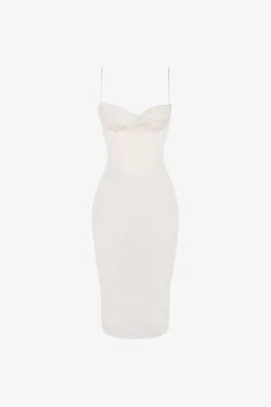 House Of Cb Myrna Corset Satin Midi Dress