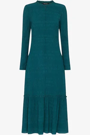 Whistles Mila Long-sleeve Flared-hem Stretch-woven Midi Dress