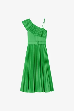 LK Bennett Josephine One-shoulder Pleated Woven Midi Dress