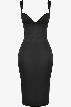 House Of Cb Fiorella Corseted Satin Midi Dress