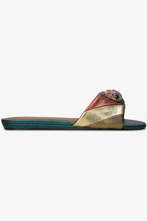 Kurt Geiger Kensington Metallic Stripe-pattern Cow-leather Flat Sandals