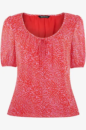 Whistles Leopard-print Puff-sleeved Crepe Top