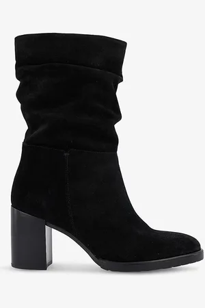 Dune Prominent Ruched Suede Heeled Boots