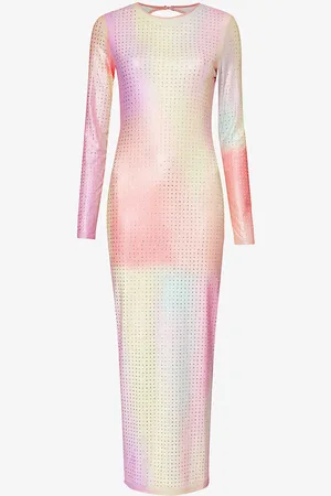 Amy Lynn Rhinestone-embellished Open-back Stretch-woven Maxi Dress