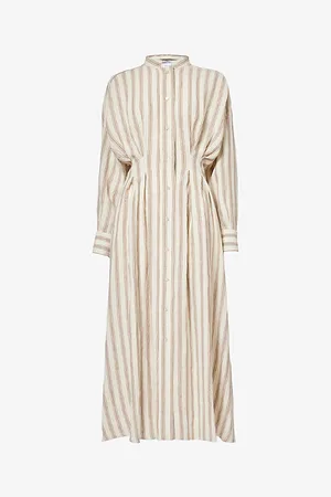 Max Mara Yole Striped Linen Maxi Dress