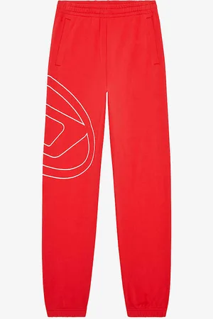 Diesel P-marky-megoval Logo-embroidered Cotton-jersey Tracksuit Bottoms
