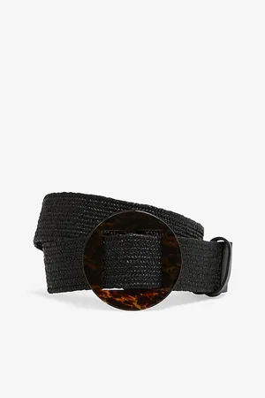 Reiss Rachel Round-buckle Raffia Belt