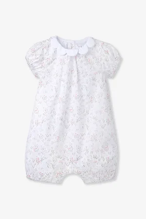 The Little White Company Celine Floral-print Scalloped-collar Organic-cotton Romper 0-24 Months
