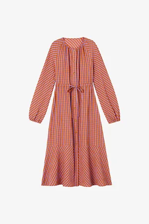 LK Bennett Sophie Ruffle-trim Gingham Cotton Midi Dress