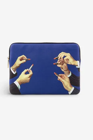 SELETTI Wears Toilerpaper Lipstick-print 13” Canvas Laptop Case 34cm X 25cm
