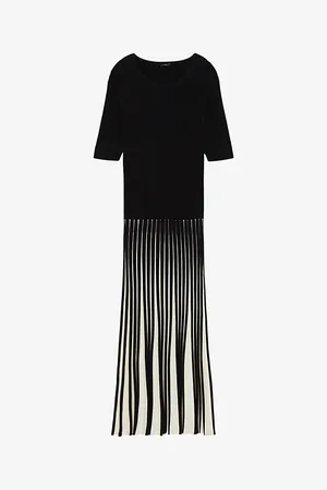 Joseph Pleated Monochrome Stretch-woven Midi Dress