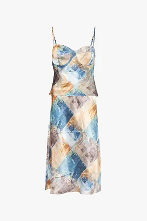 Reformation Sia Graphic-print Top and Midi Skirt Silk Set