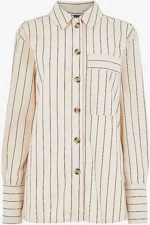 Whistles Kwammie Striped Stretch-cotton Overshirt