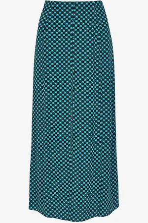 Whistles Star Check-print A-line Viscose Skirt