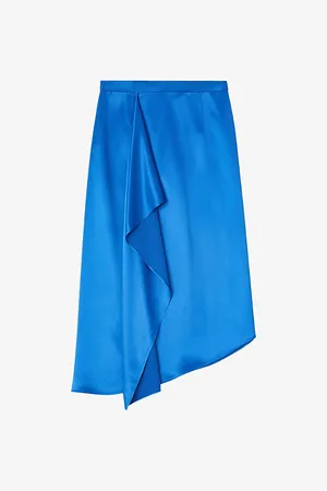 LK Bennett Zope Drape-trim Satin Midi Skirt