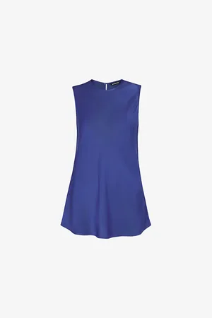 Whistles Clara Longline Round-neck Satin Tank Top