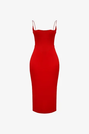 House Of Cb Anais Slim-fit Satin Midi Dress