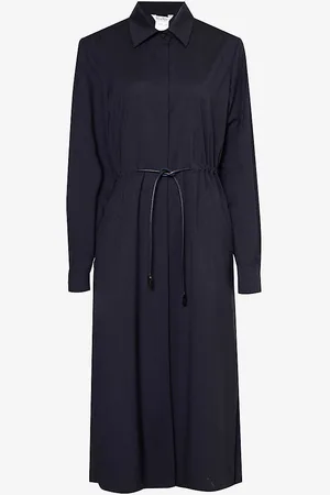 Max Mara Monia Drawstring-waist Wool Midi Dress